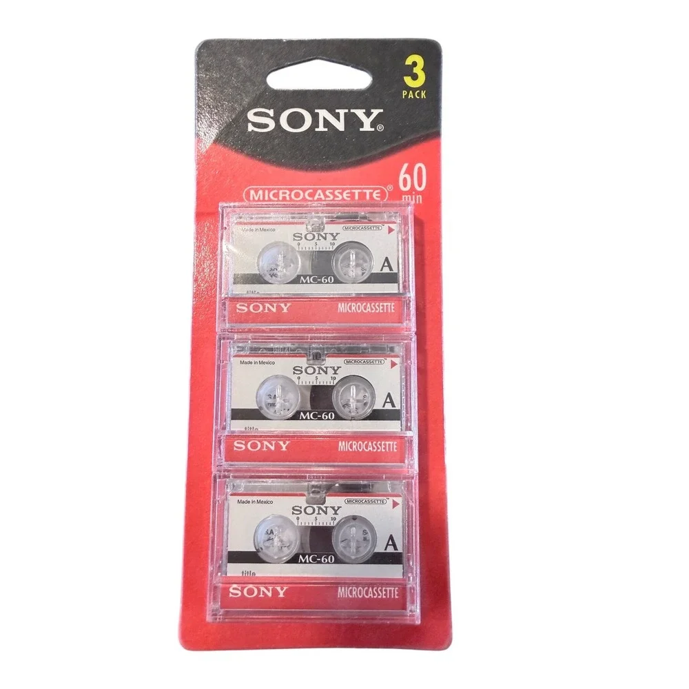 Sony MC-60 Microcassette 3 Pack 60 Minute Voice Recording Tapes New Sealed